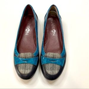 Madison Sleek Penny Loafers Turquoise Black & Grey